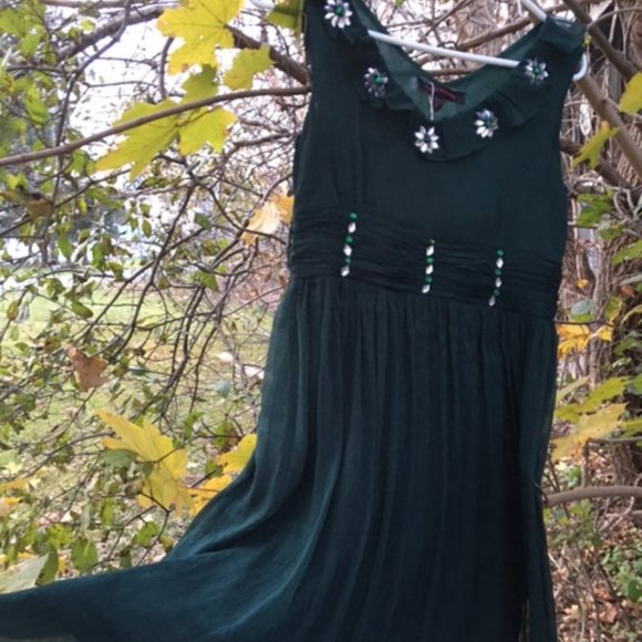 Feminine, NWT, Shimmering, Dark green. Party dress M - Picture 2 of 11